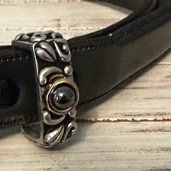 Vicenza Genuine Italian Calfskin Belt Black Size 30 401 Silver Buckle Gold - Picture 13 of 15